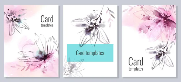 Suluboya çiçekli kartlar. Düğün dekorasyonu konsepti. Suluboya dekoratif kartpostallar.