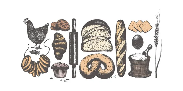 Fırın ürünleri. Vektör çizimleri. El çizimi illüstrasyon / fırın ürünleri. Vektör çizimleri. El çizimi çizimleri.