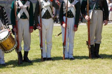 Uniform of soldiers during the Russian-French war of 1812. The guns and drums of 1812. clipart