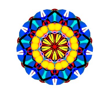 Mavi-sarı mandala Whit 'te izole edilmiş.