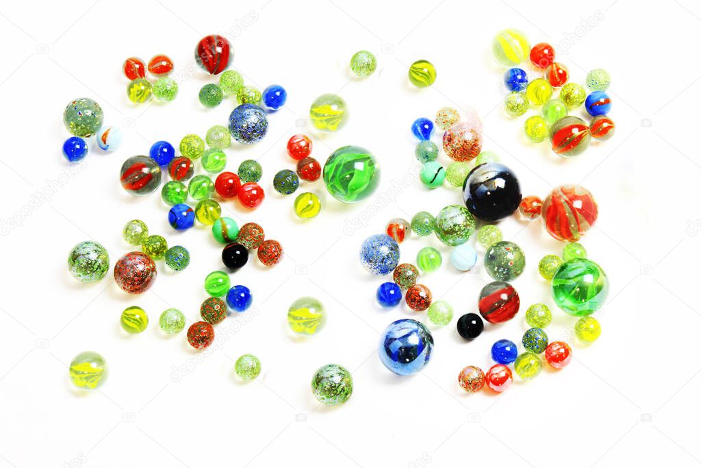 Background with various multicolored glass ball