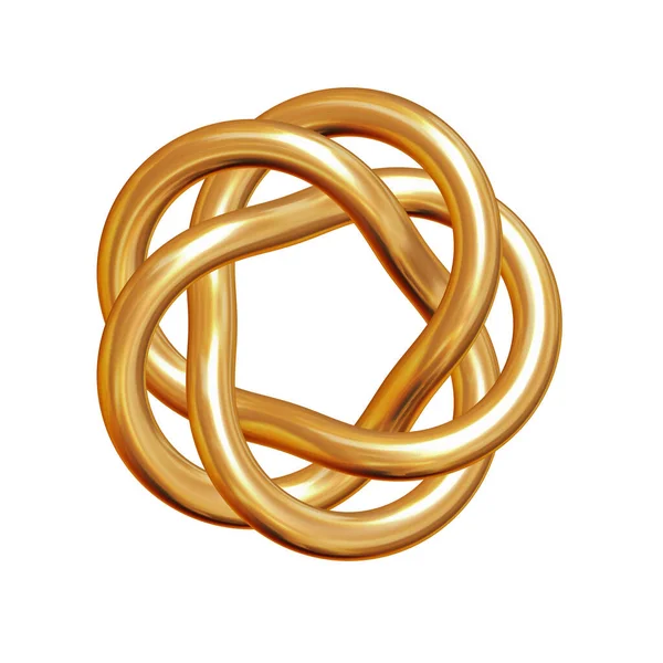 Golden Knot Five Bends Isolated White Useful Original Mark — Stock Photo, Image