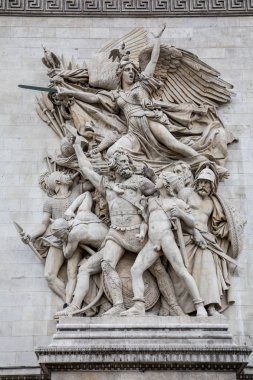Arc de Triomphe Paris, Fransa'da heykeller görünümü kapatın