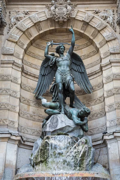 Close Fountain Michel Latin Quarter Paris France — Stock Photo, Image