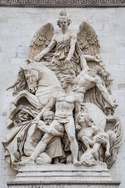 Zár Megjelöl Kilátás Szobrok Arc Triomphe Paris Franciaország — Stock Fotó