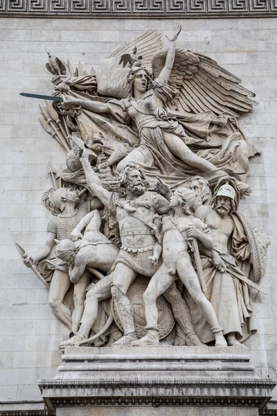 Vista Perto Das Esculturas Arco Triunfo Paris França — Fotografia de Stock