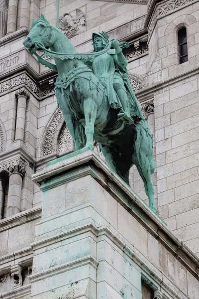 Joan Arc Heykele Basilique Sacré Coeur Katedralde Cadde Paris Fransa — Stok fotoğraf