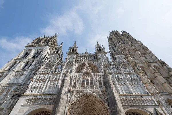 Olhando Para Fáscia Catedral Rouen Normandia França — Fotografia de Stock