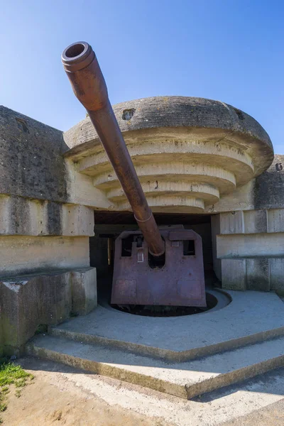 Overblijfselen Van Duitse Marine Artilleriebatterij Longues Sur Mer Normandië Gelegen — Stockfoto
