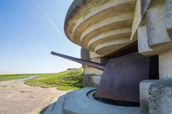 Overblijfselen Van Duitse Marine Artilleriebatterij Longues Sur Mer Normandië Gelegen — Stockfoto