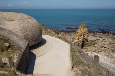 Almanca görüldüğü gibi pointe du Hoc beach bunkerler, Normandy, Fransa