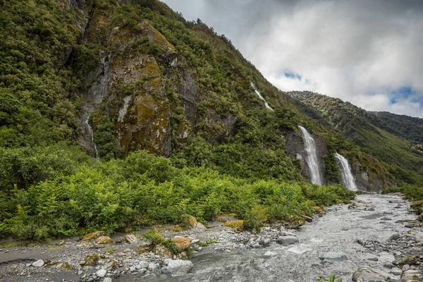 Wasserfälle Franz Josef Gletscher Südinsel Neuseeland — Stockfoto