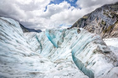 Buz Oluşumları üzerinde Franz Josef Glacier, South Island, Yeni Zelanda