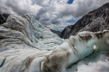 Buz Oluşumları üzerinde Franz Josef Glacier, South Island, Yeni Zelanda
