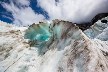 Buz Oluşumları üzerinde Franz Josef Glacier, South Island, Yeni Zelanda