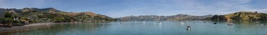 Akaroa Yeni Zelanda 4th Ocak 2015: Panoramik Akaroa, South Island, Yeni Zelanda