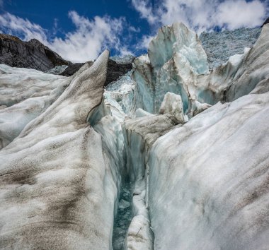 Buz Oluşumları üzerinde Franz Josef Glacier, South Island, Yeni Zelanda