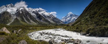 Panoramik Mount Cook, South Island, Yeni Zelanda