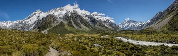 Panoramatický Pohled Mount Cook Jižní Ostrov Nový Zéland — Stock fotografie