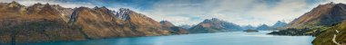 Panoramik göl Wakatipu, South Island, Yeni Zelanda