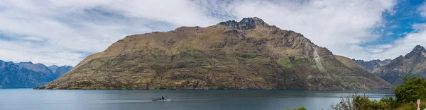 Bateau Aubes Sur Lac Wakatipu Île Sud Nouvelle Zélande — Photo