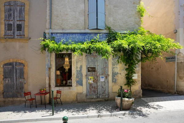 Lourmarin France Juillet 2015 Boutique Table Chaises Lourmarin Provence — Photo
