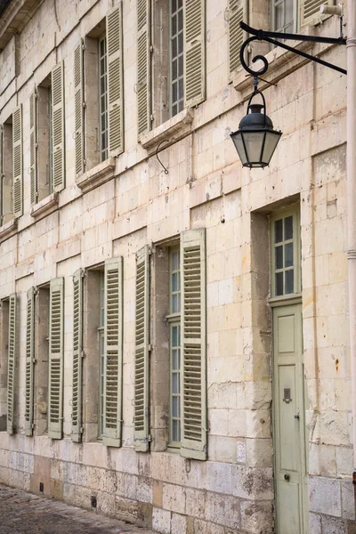 stock image Lamp door and shuttered windowes at Fontevraud Abbey in the Loire valley