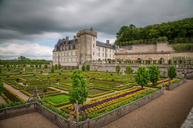 Villandry Chateau Indre'deki/daki oteller ünlü bahçeye et Loire Valley, Fransa Loire bölgesi