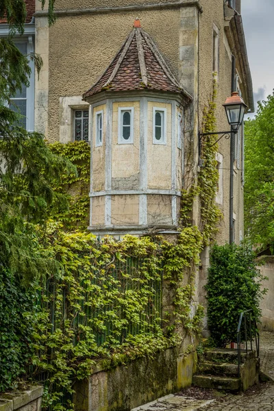 Torre Casa Pietra Nella Pittoresca Città Noyers Sur Serein Borgogna — Foto Stock