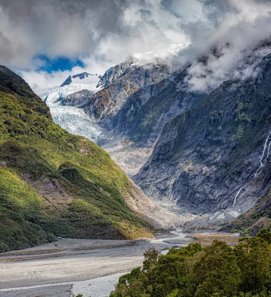 Franz Josef Gletscher Einem Bewölkten Tag Auf Der Südinsel Neuseelands — Stockfoto