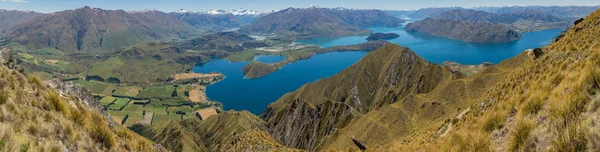 Vista Panorâmica Lago Wanaka Cordilheira Trilha Roy Peak Nova Zelândia — Fotografia de Stock