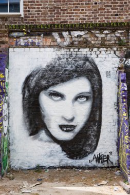 Londra İngiltere 10th Haziran 2015: Londra'nın Doğu sonunda sokakta Brick Lane, E1 bilinmeyen sanatçıların inanılmaz graffitti