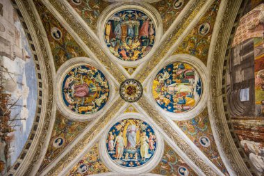 Rome Italy June 27 2015 : Close-up of the stunning ceiling details inside the Vatican museum in Rome clipart