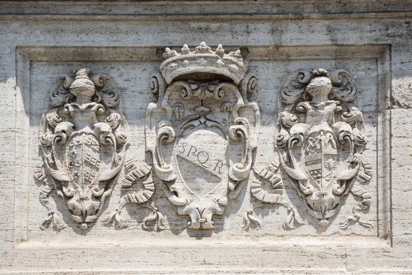 Skulptur Rom Med Spqr Vilket Förkortning Frasen Latin Menande Romerska — Stockfoto