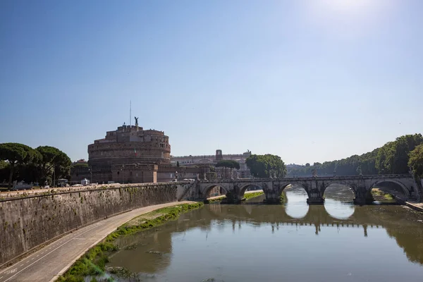 Castle Sant Angleo Beautiful Pont Sant Angelo Bridge Tiber River — Stock Photo, Image