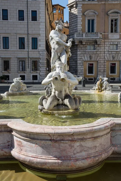 Roma Giugno 2015 Particolare Della Fontana Del Moro Una Fontana — Foto Stock