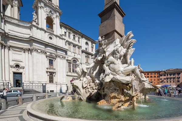 Roma Italia Junio 2015 Detalle Fontana Dei Quattro Fiumi Que — Foto de Stock