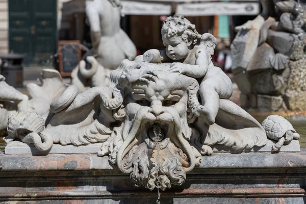 Roma Itália Junho 2015 Detalhe Fonte Netuno Fontana Del Nettuno — Fotografia de Stock