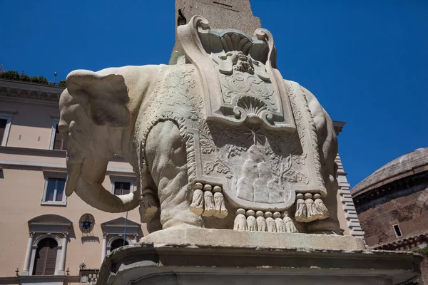 Rom Italien Juni 2015 Närbild Elefant Och Obelisken Skulpturen Piazza — Stockfoto