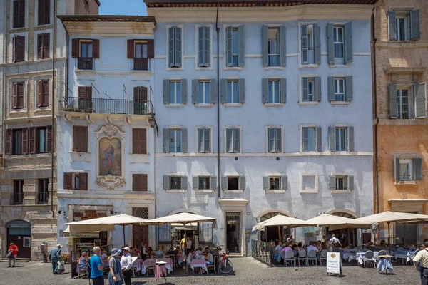 Rome Italië Juni 2015 Toeristische Restaurants Piazza Della Rotunda Direct — Stockfoto