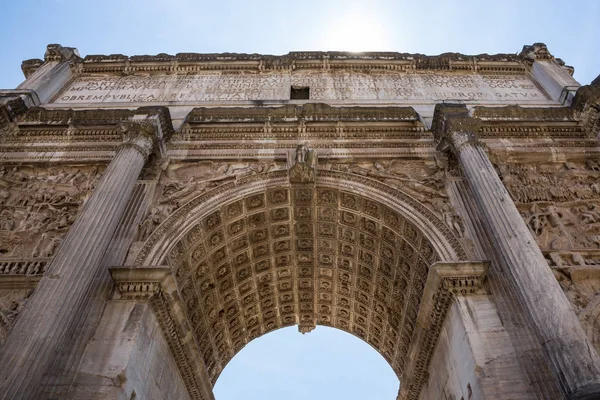 Looking Arch Septimius Severus Located Northwest End Roman Forum Rome — Stock Photo, Image