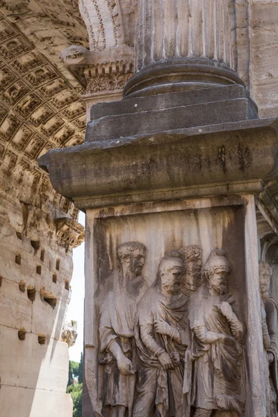 Detalhes Escultura Arco Sétimo Severo Localizado Extremo Noroeste Fórum Romano — Fotografia de Stock