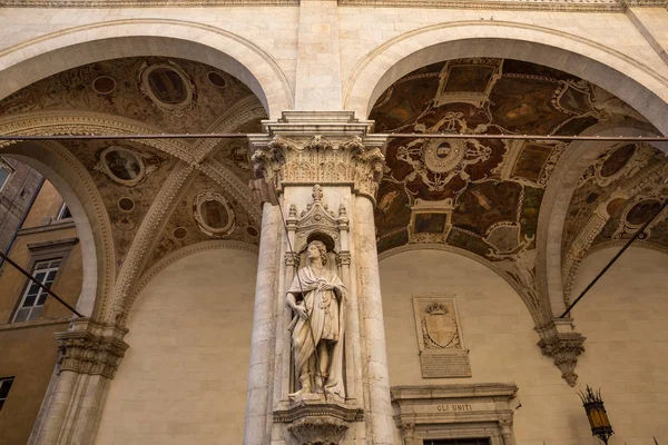 Skulpturer Dekorera Loggia Della Mercanzia Eller Köpmän Lodge Siena Italien — Stockfoto
