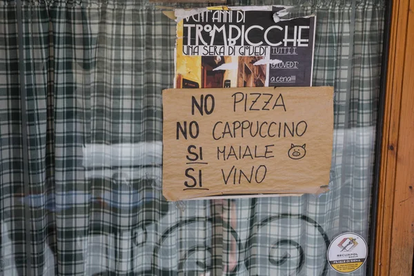 Siena Italia Julio 2015 Signo Humor Restaurante Siena Que Dice — Foto de Stock