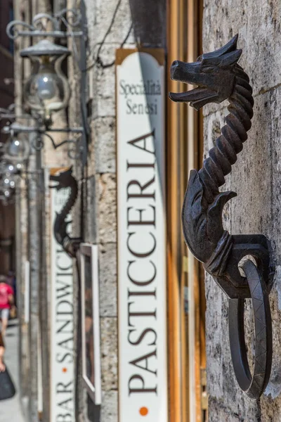 Decorative Iron Rings Sculpture Inset Walls Siena Tuscany Used Holding — Stock Photo, Image