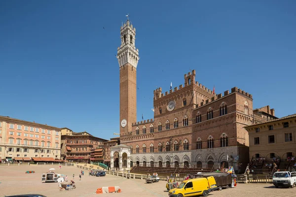 Siena Italia Julio 2015 Vista Del Palacio Público Piazza Del — Foto de Stock