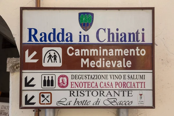 Radda Italië Juli 2015 Toeristische Informatiebord Radda Toscane Italië — Stockfoto