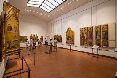 Floransa, İtalya 3 Temmuz 2015: İç Uffizi Galerisi. Uffizi, Floransa, Toskana içinde yer alan Avrupa'nın en eski müze biridir