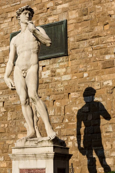 조각품의 위치에 Signoria 피렌체 앞에서 다윗의 피렌체 이탈리아 2015 — 스톡 사진