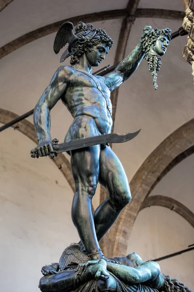 Florence Italy July 2Nd 2015 Perseus Head Medusa Bronze Sculpture — Stock Photo, Image